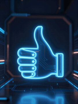 Neon tech thumbs up