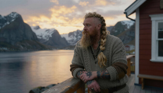 Viking Fisherman on Fjord Deck