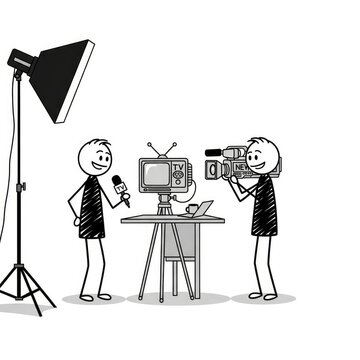 Two women filming a television program.