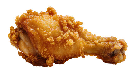 Crispy golden fried chicken drumstick with textured batter, isolated on transparent background © Corotaev