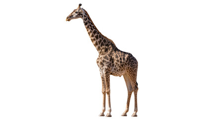 Tall spotted giraffe standing, isolated on transparent background © Corotaev
