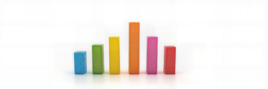 Rising bar chart blocks for business growth presentations