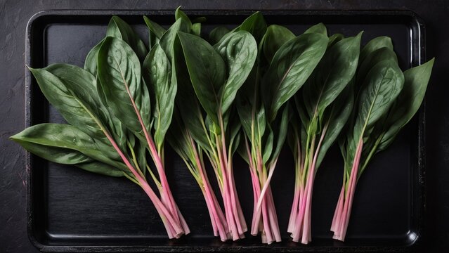 冬の食材「冬のほうれん草」・漆盆