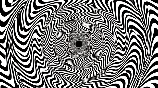 Minimalist black and white hypnotic vortex spiral pattern dynamic wavy optical illusion perspective abstract background abstract wavy spiral perspective vortex hypnotic pattern black white minimalist