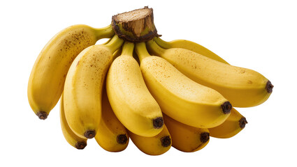 Bunch of ripe yellow bananas with brown spots, isolated on transparent background © Maria