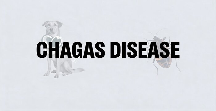 Chagas Disease awareness graphic with illustration of a dog and an insect