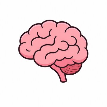 Cute Pink Human Brain Illustration for Neuroscience and Mental Health