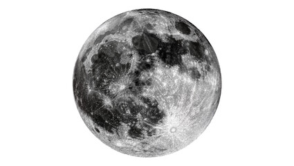 Detailed full moon with craters and maria, isolated on transparent background © Maria