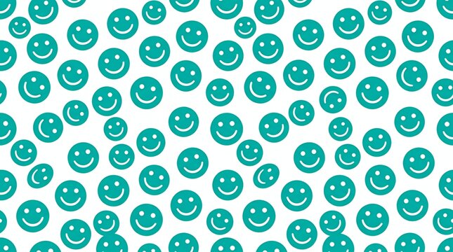 Cheerful Smiley Face Emoji Seamless Pattern Texture Monochromatic repeating pattern of minimal happy expression faces scattered on solid bright white canvas for playful graphic wallpaper textiles and