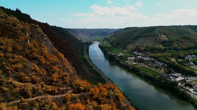 Flight from Cochem flag above the Moselle River