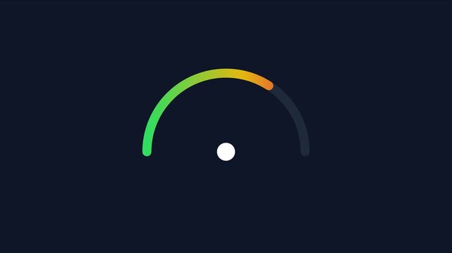 Animated speedometer gauge ui performance meter with gradient progress bar for data visualization and dashboard interface animation 4k