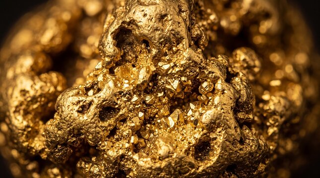 Macro Shot of Raw Natural Gold Nugget Texture