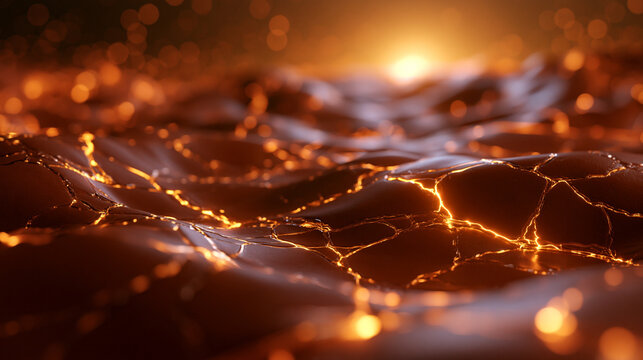 Abstract Glowing Molten Lava Texture with Cracked Surface