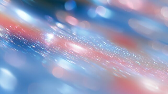 Dreamy abstract pink and blue luminous surface with sparkling highlights and soft bokeh, creating an ethereal futuristic background