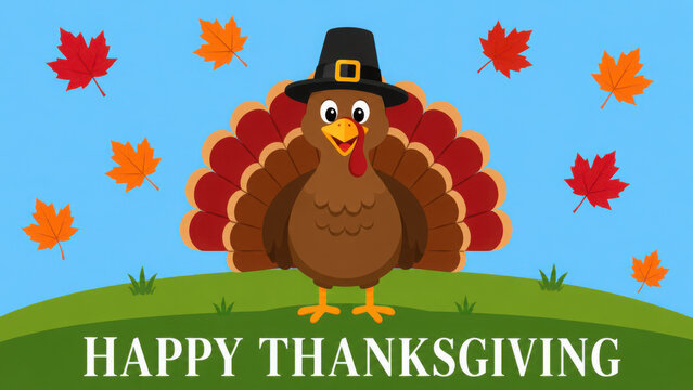 happy thanksgiving celebration with turkey