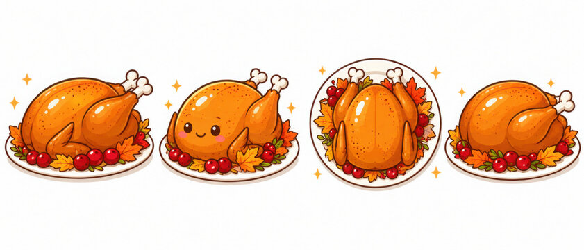 Illustration of baked turkey for thanksgiving day