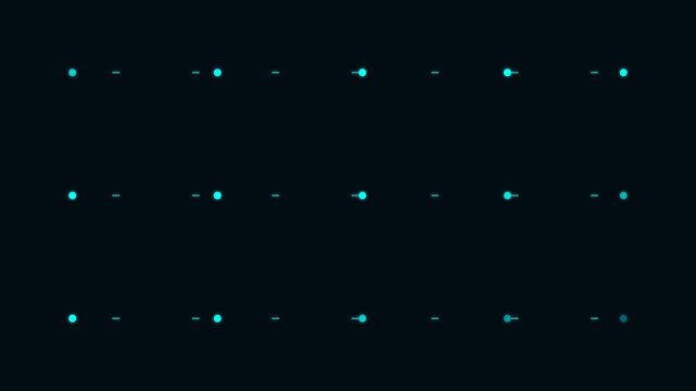 Digital morse code signal 4k background, with glowing cyan, dots and dashes, animation communication