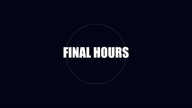 Final hours countdown motion with minimalist circular timer for sales, marketing, and event deadlines animation 4k