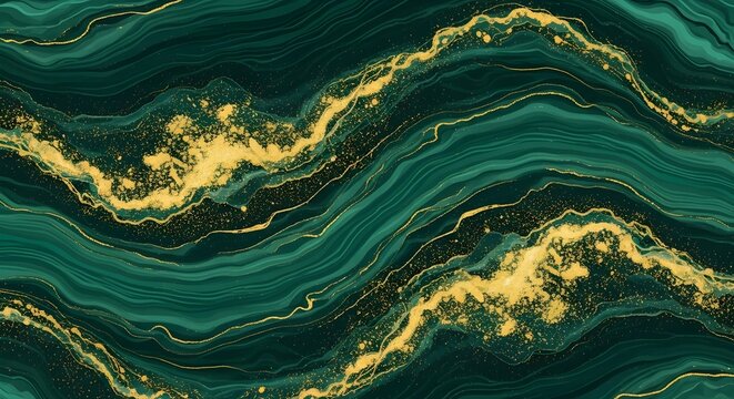 Stunning abstract green marble texture with elegant golden veins for luxury design backgrounds.
