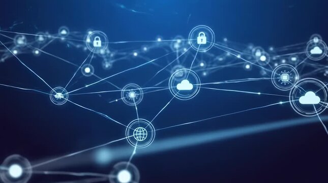 Digital network connecting cloud and security icon