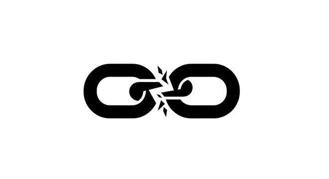 Broken Chain Link Symbol Representing Disconnection and Failure.