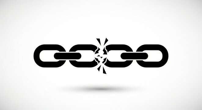 Broken Chain Link Symbol Representing Disconnection and Failure 4.