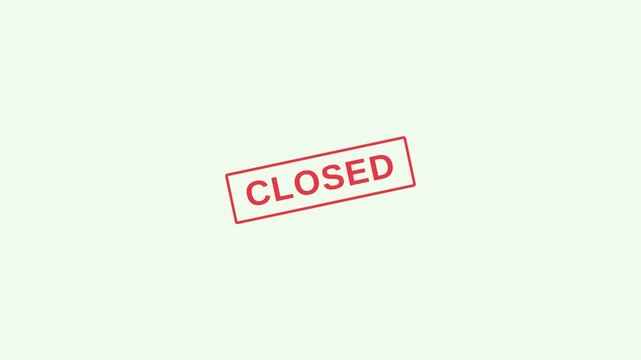 Motion video of a closed sign in a shop window depicting a temporary closure with motion effects.