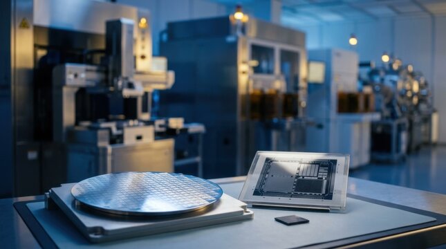 Semiconductor wafer, photomask, and microchip die with advanced fab equipment