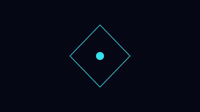 Minimalist geometric motion with pulsing diamond shapes and floating dot for modern tech backgrounds animation 4k