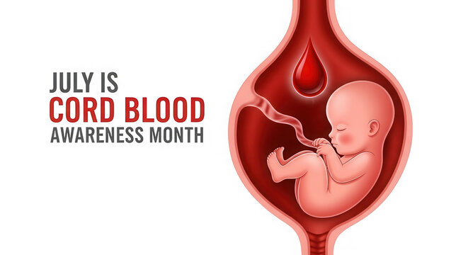 Cord blood stem cell awareness design with baby illustration isolated on transparent background