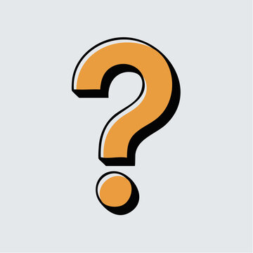 A large orange question mark symbol is centered against a light gray background.