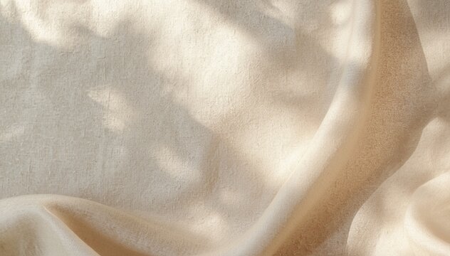 Neutral Canvas Fabric Background with Organic Woven Texture and Soft Sunlight