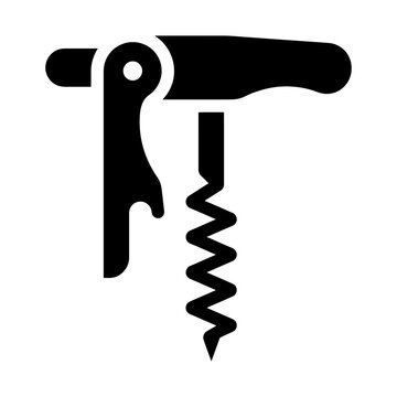 wine bottle corkscrew opener tools glyph icon