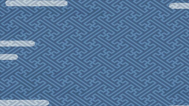 Traditional Japanese Blue Geometric Pattern 4K