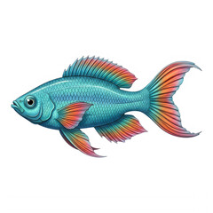 Fototapeta premium Vibrant Blue and Orange Koi Fish Illustration isolated on transparent background
