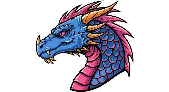 Pixel art blue dragon head mascot design isolated on transparent background