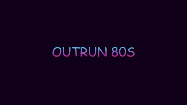 Outrun 80s retro synthwave text animation with neon gradient typography and dark 4k background