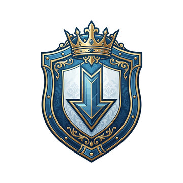 Ornate Royal Emblem with Crown and Shield