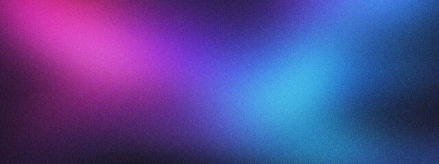 Neon gradient background with vibrant pink and blue light leaks. Abstract grainy texture on dark purple backdrop. Cinematic soft focus glow for modern digital posters and creative web banners. © VEXLO