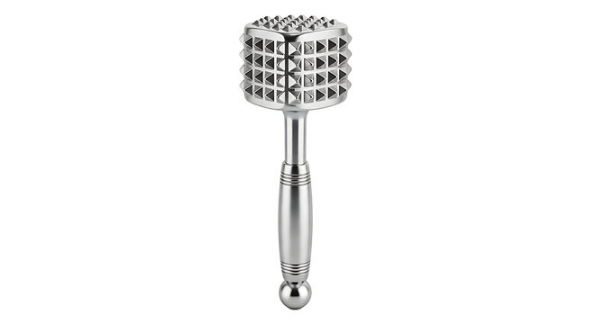 Stainless Steel Meat Tenderizer Tool with Textured Head and Ergonomic Handle