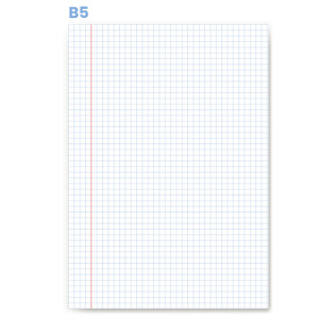 Graph Paper displays blue square ruling beside red vertical margin across white field. Ideal for mathematics worksheets, geometry exercises, plotting, engineering drafts, vector assets