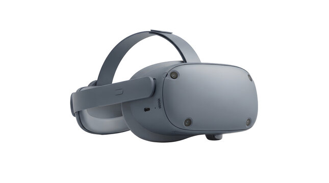 Isometric view of grey VR headset