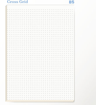 B5 white cross grid glue pad sheet featuring evenly spaced black plus marks, narrow bound edge, subtle lower shadow below. Suitable for printable planner pages, technical notes, stationery layouts