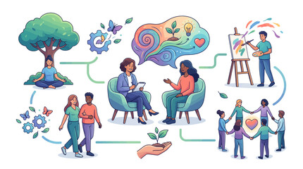 Fototapeta premium Mental Health and Personal Growth Concept Illustration