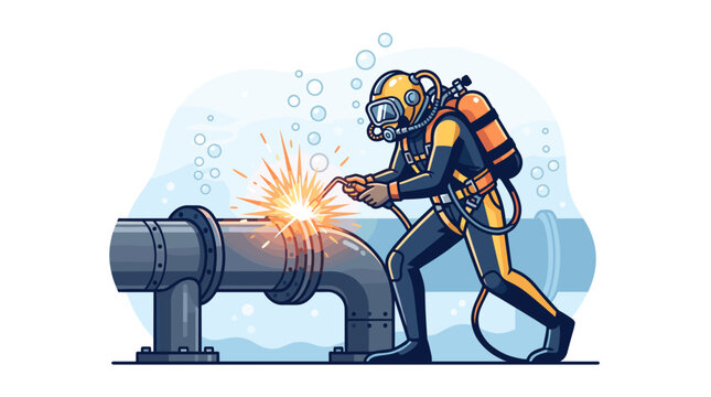 Engineer welding underwater icon
