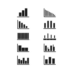 Fototapeta premium Set of black bar chart icons for business data and finance analysis