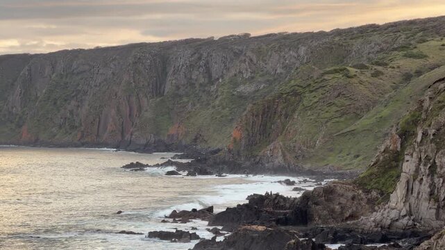 Panning over the Waitpinga Cliffs on the Heysen Trail in South Australia in 4k footage
