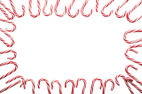 Candy cane border frame with red and white stripes
