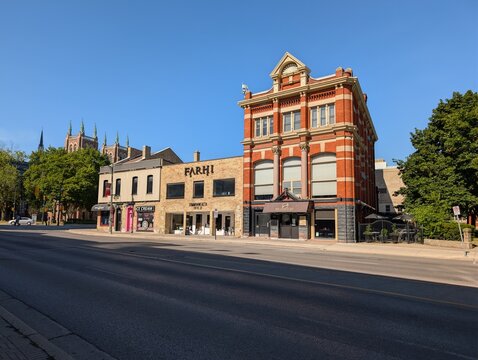 Historic buildings in various architectural styles &mdash; streets  in summer. London, Ontario, Canada