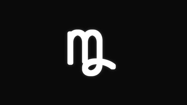 Virgo Zodiac Sign Glowing Neon Icon on Black Background